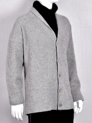 Cardigan uomo a "scialle". 60% Yak 40% pecora. Modello 3-160.
